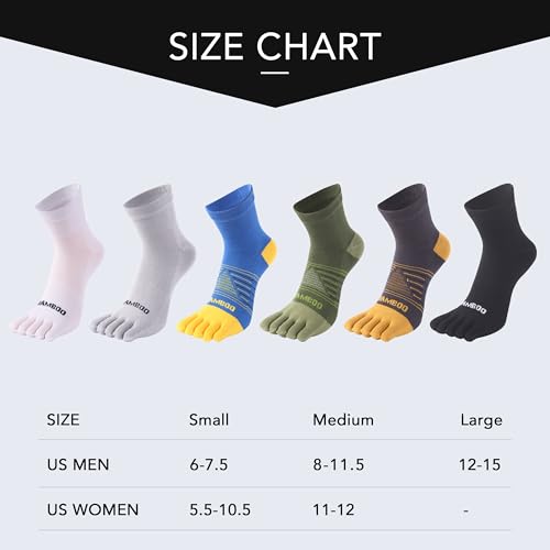 SPST Toe Socks for Men and Women, Bamboo Viscose Five Finger Ankle Socks, Athletic Running Socks 3 Pairs2