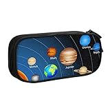 Estuche grande para lápices con sistema solar del espacio exterior con 2 compartimentos, estuche para lápices, bolsa organizadora para niñas y niños, color, 5.0cm*10.5cm*20.5cm, Estuche para lápices