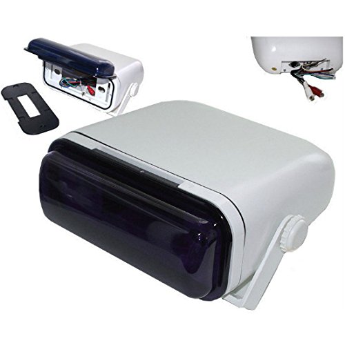 1 PYLE PLMRCW3 contenedor para estéreo Marino o Radio de Coche Impermeable y Resistente al Agua y al Sol Blanco para Bote Piscina, 1 Pieza