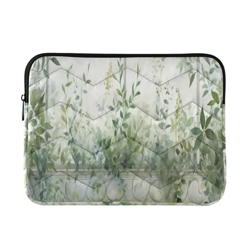 Funda para portátiles 13–14 pulgadas verde hojas impermeable