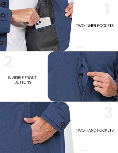 Image of Little Donkey Andy Men's Waterproof Mid-Length Trench Coat, Lightweight Long Rain Coat, Single Breasted Overcoat