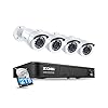ZOSI H.265+1080p Security Camera System,5MP-Lite 8 Channel CCTV DVR Recorder with Hard Drive 2TB and 4 x 1080p Weatherproof Bullet Camera Outdoor Indoor with 80ft Night Vision, Motion Alerts