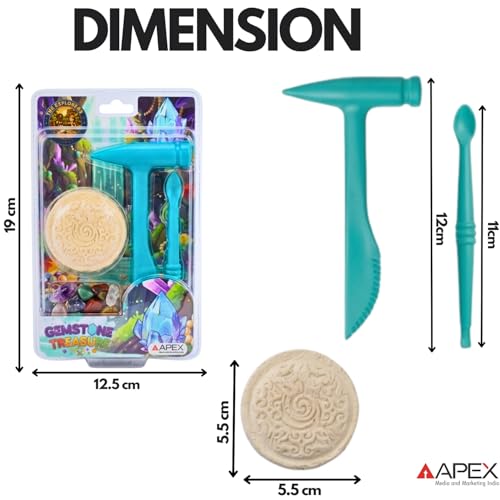 Image of APEX Gemstone Treasure Excavation Kit for Kids | DIY Dig & Discover Crystal Mining Toy Set with Hammer & Chisel | Educational STEM Learning Activity Game for Boys & Girls | Birthday Gift Age 3+