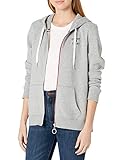 Hilfiger-Logo auf der Brust Tommy Hilfiger Damen Logo Zip Hoodie Kapuzenpullover, Stone Grey Heather, X-Large