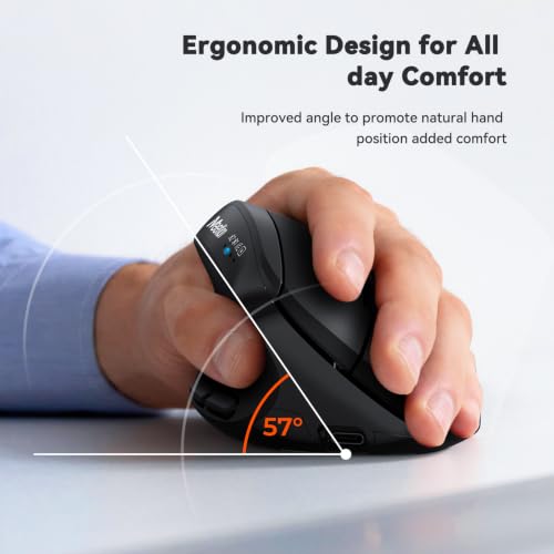 Image of MEETION Left-Handed Ergonomic Mouse, Wireless Mouse, Bluetooth Vertical Rechargeable Mice, 4 Adjustable DPI 800-2400, Bluetooth 5.2+5.2+USB Mouse for Windows /Mac, for Laptop /PC /iPad Bk