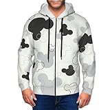 [ZOOKISS] ミッキーマウス (1) パーカー メンズ ジップ パーカー 長袖 ポケット付き おしゃれ スウェット プルオーバー 春秋冬服 ゆったり フード付き おおきいサイズ 人気 男女兼用 誕生日プレゼント S