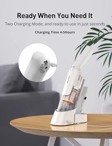 Image of Aspiron Cordless Handheld Vacuum, 24KPA Powerful Car Vacuum, 2-Speed, 2 Charging Methods, Wireless Charger, Ergonomic Handle, Portable Rechargeable Vacuum Cleaner for Car, Home, Ivory