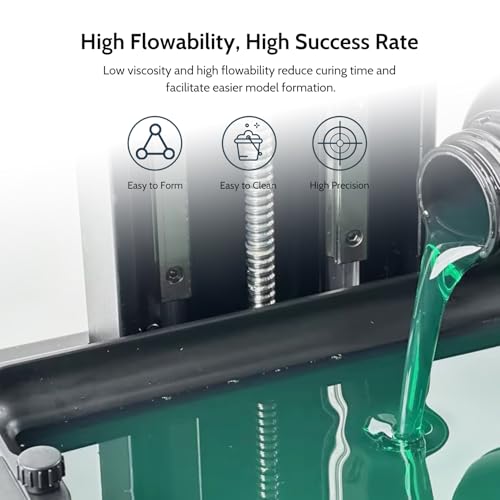 Image of 3D Printer Resin, 16K High Transparent Resin, High Precision & Clear 3D Printing Photopolymer Liquid, 405nm Fast UV-Curing Resin for LCD /DLP /MSLA 3D Printer, Clear Green 1000g