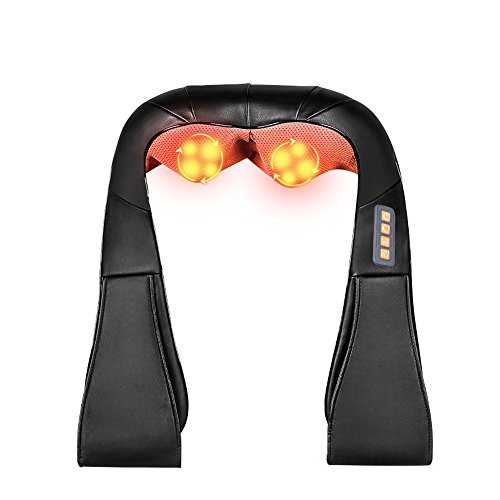 Vinteky@ Masajeador de Cuello y Hombros Básico Shiatsu Masajeador Cervical con 3D Rotación y Función de Calor para Relajación de Fatiga en Casa, Oficina o Coche (Negro)