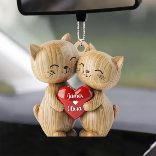 Customized Cat Love Ornament – Personalized Heartwarming Keepsake for Couples, Weddings, and Engagements – Stylish Car Mirror Hanging Decoration - Image 4