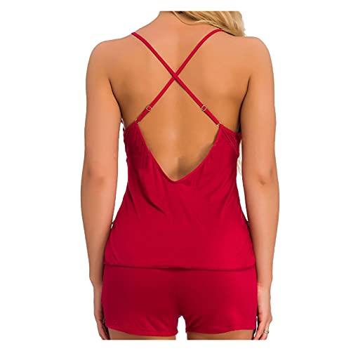 Maille dentelle pyjamas ensemble avec col v profond élégant - 3
