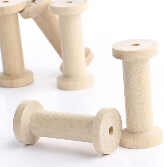 Factory Direct Craft Set of 5 Unfinished Wood Spools with a Vintage Retro Thread Spool Look! | Size: 2-3/4 H