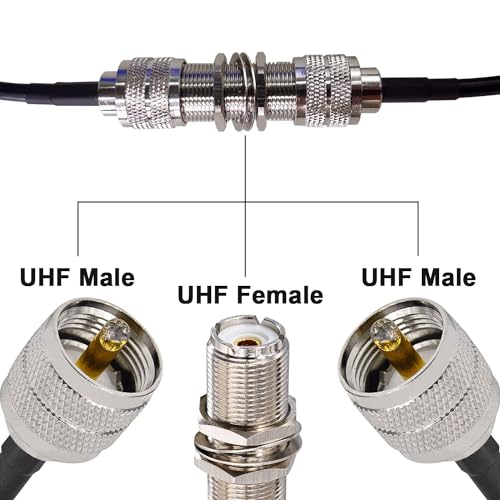 2-Pack Adaptador Conector UHF SO239 Hembra a Hembra 1.77" miniatura 5