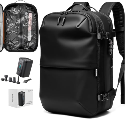 Image of BlackVoyage Vortex Vacuum Seal Travel Backpack 60L Expandable Air Compression System Water Resistant TSA Lock, Aero (Black), 60L (Air Pump Included), Aero