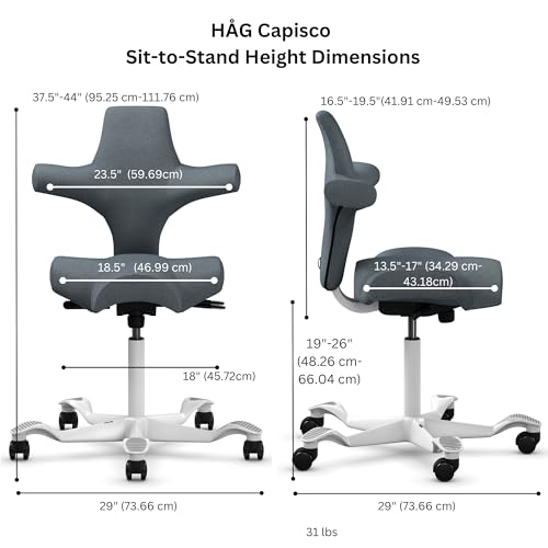 Image of HAG Capisco Sit to Stand Chair-White Frame-Upholstered Dark Gray
