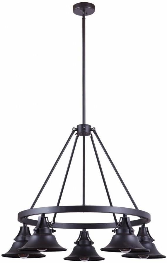 Craftmade 54025-OBG Union Vintage Farmhouse Chandelier, 5-Light 300 Total Watts, Oiled Bronze Gilded, 27" H x 35" W x 27" L