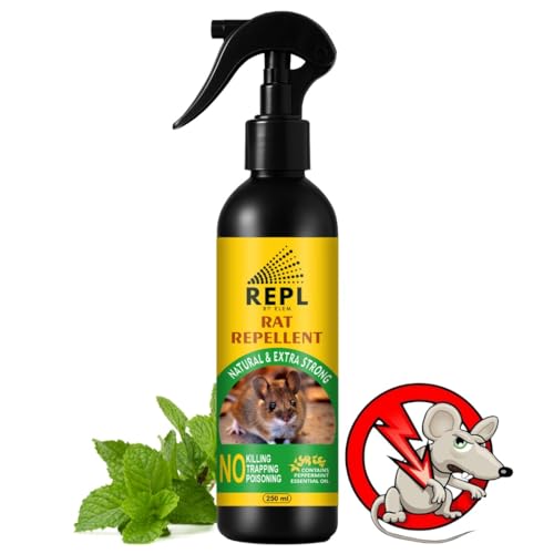 Repl Rat Repellent Spray (250ML) for Home | Made of Peppermint & Thyme Oils | 100% Natural Rat Repellent Spray for Car & Bike | Keep Away Rats from Home | Safe for Kids & Nursing Mothers | Pack of 1