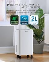 ProBreeze Luftentfeuchter 12L in 24h Entfeuchtungsleistung - Dehumidifier - Luftentfeuchter elektrisch mit 2L Wassertank, Wäschetrockner, automatischem Feuchtigkeitssensor, Timer - Gegen Schimmel – Ansicht 2