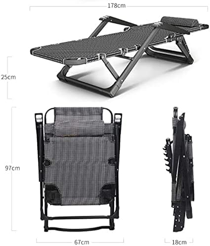 Chaise longue de jardin pliante et inclinable avec oreiller pour terrasse - 3