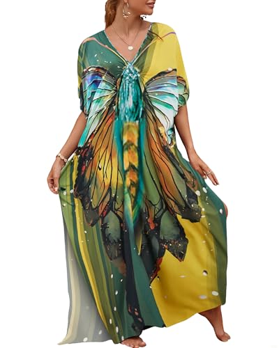 Bsubseach Kaftan Dresses Cover Up for Swimwear Women Plus Size Animal Print Caftan Resort Dress