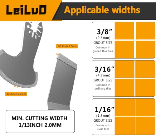 LEILUO Diamond Oscillating Multi Tool Grout Removal Blades 6 Pcs Tile Grout Remover Blades Kit Compatible with DeWalt Makita Einhell and More