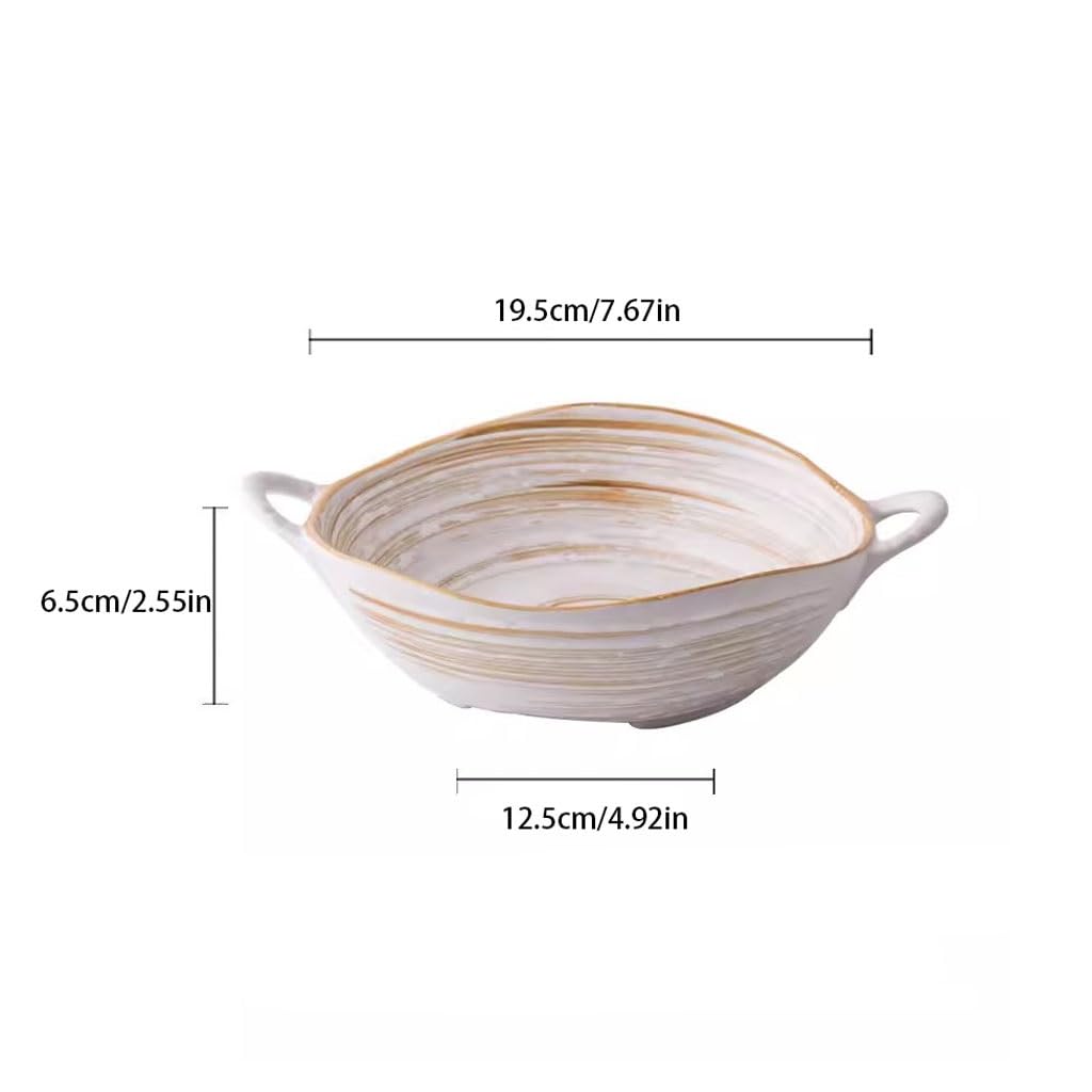 Duże Miski Sałatkowe Miska na Zupę Salad Bowl Double-eared Bowl Irregular Restaurant Household Vegetable And Fruit Salad Ceramic Bowl Noodle Bowl Miski Kuchenne Miska do Sałatek, Owoców,