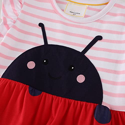 Image of HILEELANG Toddler Girl Cotton Casual Dress Summer Short Sleeve Basic Tunic Playwear Shirt Dresses