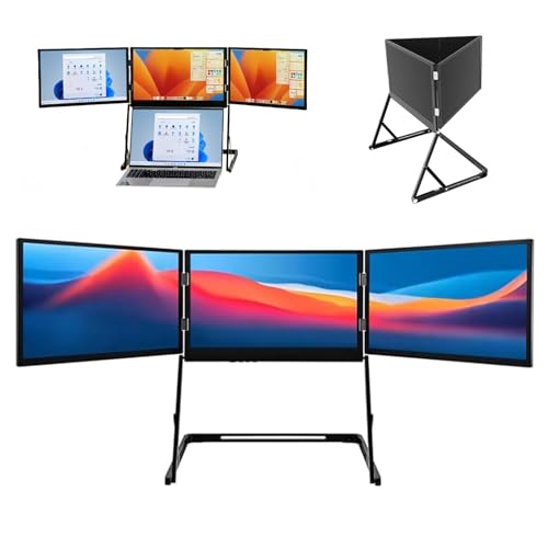 Image of 15.6 inchLaptop Screen Extender, 1080p Fhd Portable Tri-Fold Monitor, Type-C /HDMI /USB-C Triple Monitor, with 360 Rotation Acjustable Viewing Angles, Compatible with Windows /Mac