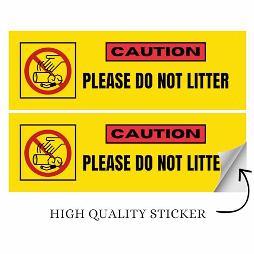 Image of Do Not Litter Sign Sticker (20.5 x 7 CM) - Peel & Stick with Corner Holes - Weather Resistant Notice Board for Home, Office, Shop, School - Pack of 2 (Do Not Litter, Small - 20.5 X 7 CM)