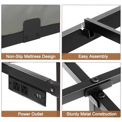 LOAKEKEL Twin Bed Frame, with USB Charging Station, Metal Platform Bed by LOAKEKEL - Used condition - Image 4