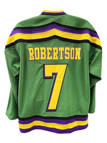 Dwayne Robertson 7 Ducks Deluxe Embroidered Hockey Jersey - Mens XL Green