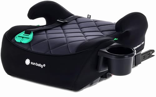 SUN BABY LITTLENEST PRO – Rehausseur Auto ISOFIX 125–150 cm, i-Size R129, Porte-Gobelet, Assise Souple Enfant - Noir