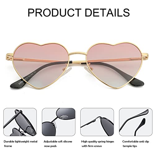 Kids Polarized Heart Shape Sunglasses for Toddler Girls Age 3-10, Cute Lovely Style Metal Frame UV400 Sun Glasses4