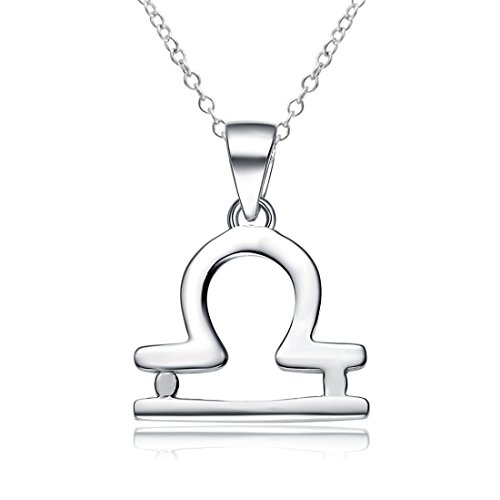 Saalort 925 Sterling Silver Zodiac Sign Necklace Horoscope Constellation Astrology Charm Pendant Libra