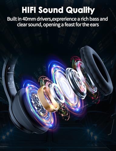 Image of Cat Ear Bluetooth Headphones for Kids & Adults, 55H Play Time, Wireless Foldable & Wired Multi-Function LED Light Up Over Ear Headphones with Mic and Volume Control for iPhone /iPad /Laptop /PC
