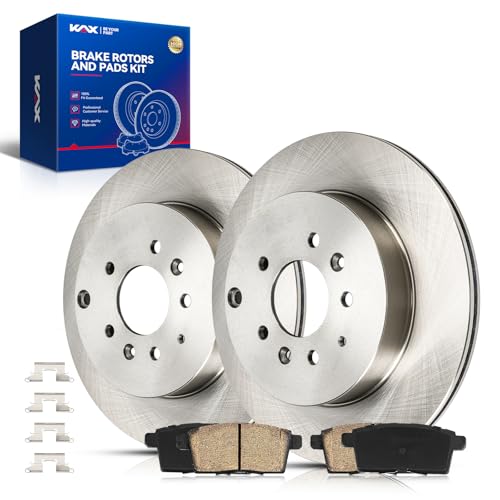 Image of KAX Rear Brake Kit, OE Brake Rotors and Ceramic Brake Pads | Fits Mazda CX-9 2007 2008 2009 2010 2011 2012 2013 2014 2015, Automotive Replacement Brake Kit