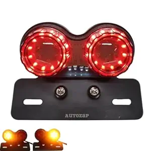 Autozap Universal LED Motorcycle Tail Lamp Turn Signal Light Dual Trailer Lights Brake Number Plate Holder Lights (Black), (3 months warranty)