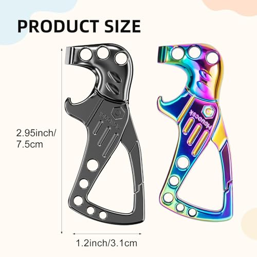 Image of Heavy Duty Key chain, Carabiner Clip Keychain with Bottle Opener, 3 Key Rings for Car Keys, Metal Secure Snap Lock, Family Present for Men and Women(Black+Multicolor,2-Pack)