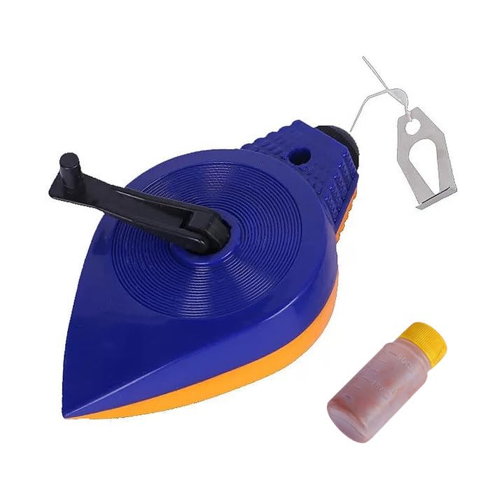 SULIVES 30m Heavy Duty Chalk Line with 110g Blue Powder, Fast Rewind Builder’s Chalk String for Straight Line Marking