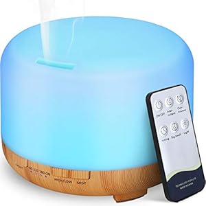 Hianjoo Aroma Diffuser, 450 ml, Luchtbevochtiger met Timer, Ultrasone Aromatherapie Diffuser, Led met 7 Kleuren, voor…