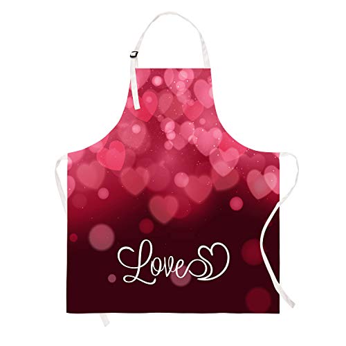 Sevenstars Romantic Hazy Hearts Aprons for Valentine's Day, Waterproof Cooking Aprons, Adjustable Baking