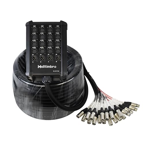 Speakers Low Profile XLR Send Circuit Board Snake Cable, XLR Splitter Cable, XLR Box Snake for Live, Recording, Stage, Studio, 16 Channel 4 Return 100 Feet Long (ML-16 * 4 * 100)