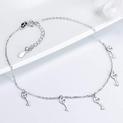 LZK Señora S925 tobillera de plata de ley, pulsera de tobillo ajustable, cadena de pie de estudiante salvaje de verano Regalos de joyería/A/cm