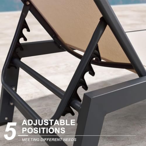 Image of PURPLE LEAF Extra Wide Lounge Chairs Outdoor Set of 2 with Side Table Beige