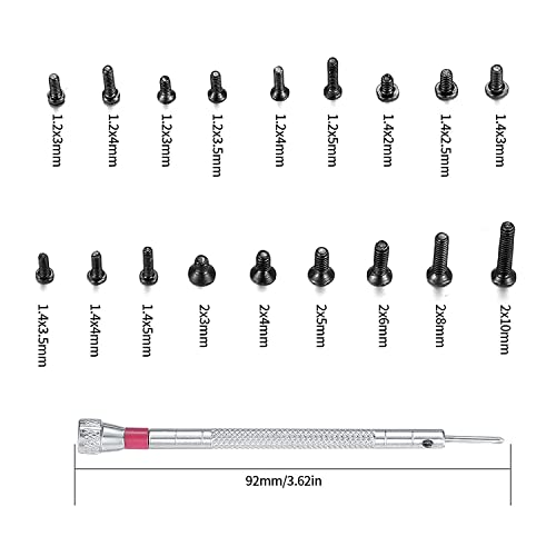 image for woshilaoDS 500 Pcs Small Replacement Screws, M1.2/M1.4/M2.0 Black Tiny