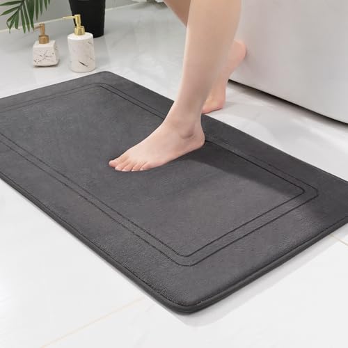 chakme Tapis de Bain en Mousse à mémoire de Forme - Tapis Salle de Bain Absorbant - Tapis de Bain Antidérapant - pour Salle de Bain et Salon - 60 x 90 cm -...