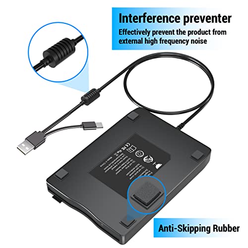 Wintale Usb Floopy Drive,Portable 3.5" Usb External Floppy Disk Drive,Slim Plug And Play 1.44 Mb Fdd For Pc Windows 2000/Xp/Vista/7/8/10/11 Mac #TOP4