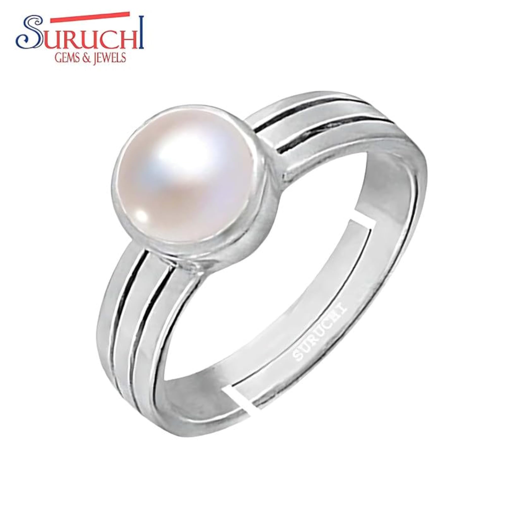 Women's Pearl 925 Sterling Silver Adjustable Ring, Astrological Gemstone