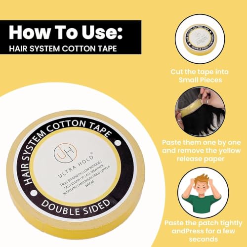 Image of Ultra Hold Waterproof Cotton Hair Patch - Double-Sided Wig Tape Roll (1 inchx5 Yards /5 Meters) Strong Hold for Hair Systems Invisible, Unisex Wig & Hair Patch for Men & Women