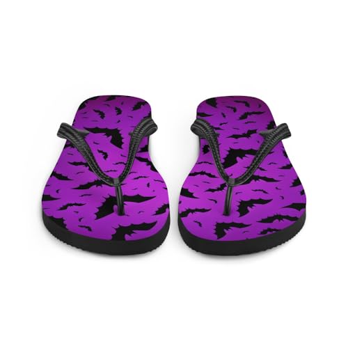 Witchy Bats Flip-Flops, Cute Gothic Bat Sandals, Spooky Halloween Aesthetic Footwear, Occult Horror Beach Shoes4